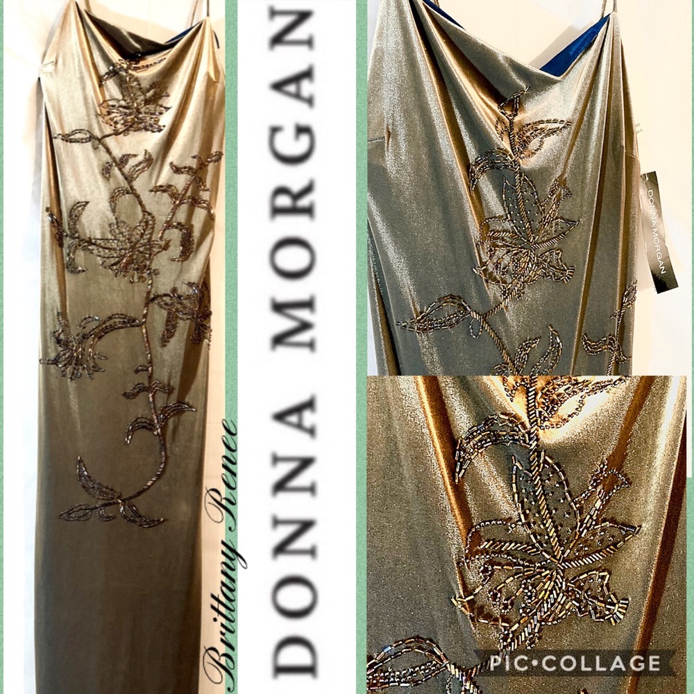 NWT Donna Morgan velvet Beaded gown